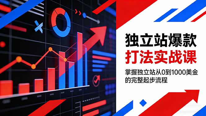 独立站爆款打法实战课，掌握独立站从0到1000美金的完整起步流程-搞钱利器