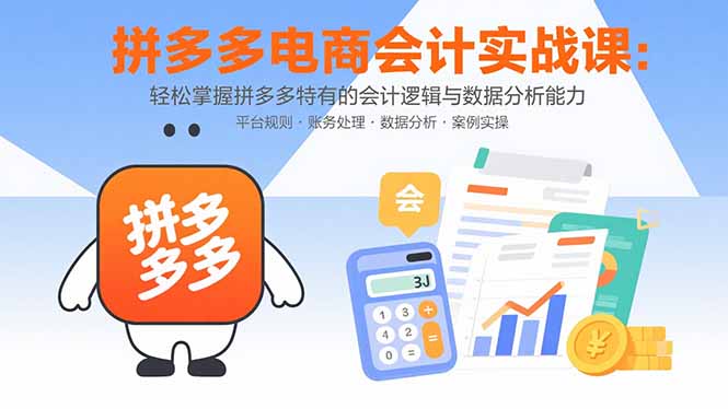 拼多多电商会计实战课：轻松掌握拼多多特有的会计逻辑与数据分析能力-搞钱利器