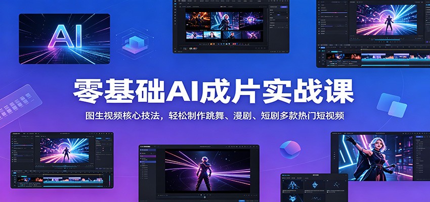 零基础AI成片实战课:图生视频核心技法,轻松制作跳舞、漫剧、短剧多款热门短视频-搞钱利器