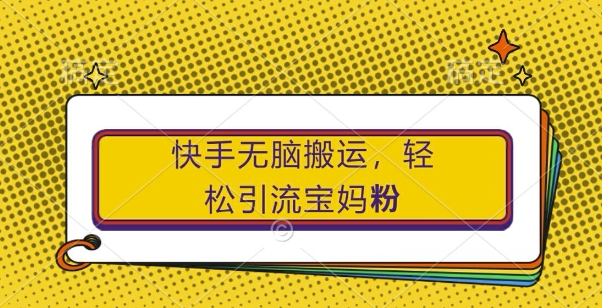 快手无脑搬运，轻松引流宝妈粉，纯小白轻松上手【揭秘】-搞钱利器