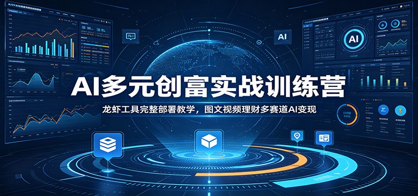 AI多元创富实战训练营：龙虾工具完整部署教学，图文视频理财多赛道AI变现-搞钱利器
