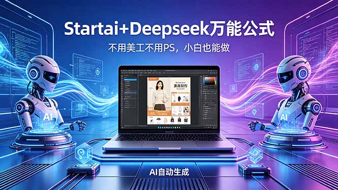 AI自动做电商详情页：Startai+Deepseek万能公式，不用美工不用PS，小白也能做-搞钱利器