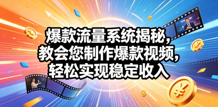 爆款流量系统揭秘，教会您制作爆款视频，轻松实现稳定收入【原创双语字幕】-搞钱利器