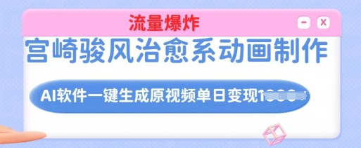 宫崎骏风治愈系动画制作，AI软件一键生成原创视频流量爆炸，单日变现多张，详细实操流程-搞钱利器