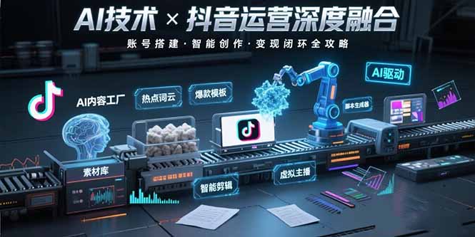 AI技术与抖音运营的深度融合应用：涵盖账号搭建、内容创作、收益变现等-搞钱利器