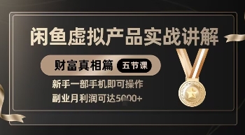 精品！闲鱼虚拟产品实战讲解，新手一部手机即可操作，副业月利润可达5k+-搞钱利器