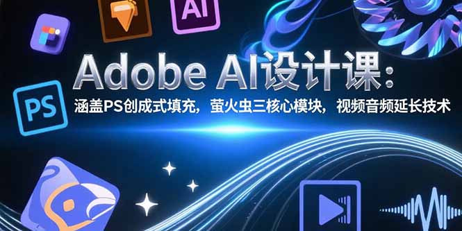 Adobe AI设计课：涵盖PS创成式填充，萤火虫三核心模块，视频音频延长技术-搞钱利器