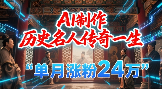 暴力起号！用AI制作历史名人传奇一生，单月涨粉24W，涨粉+变现赛道黑马来了-搞钱利器