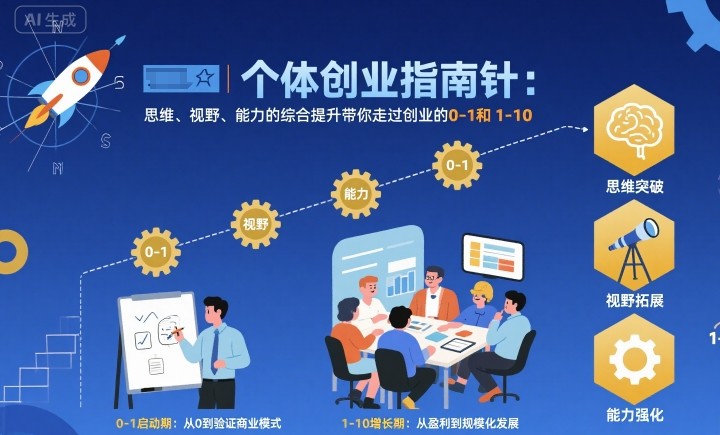 个体创业指南针，思维、视野、能力的综合提升带你走过创业的0-1和1-10【音频】-搞钱利器