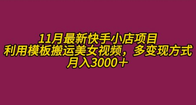 11月K总部落快手小店情趣男粉项目，利用模板搬运美女视频，多变现方式月入3000+-搞钱利器