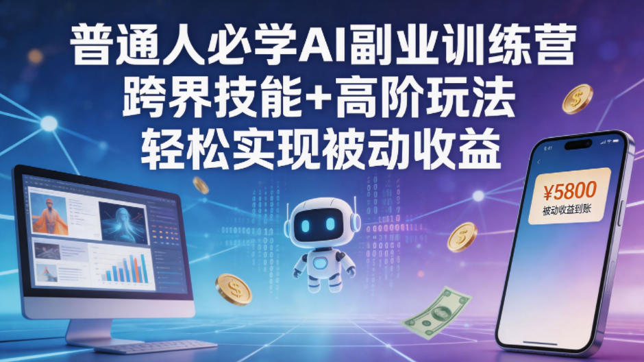 普通人必学AI副业训练营跨界技能+高阶玩法轻松实现被动收益-搞钱利器