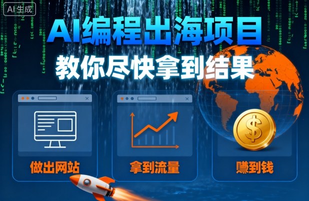 AI编程出海项目，教你尽快拿到结果-做出网站、拿到流量、賺到钱-搞钱利器