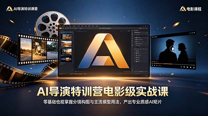 AI导演特训营电影级实战课，零基础也能掌握分镜构图与主流模型用法，产出专业质感AI短片-搞钱利器