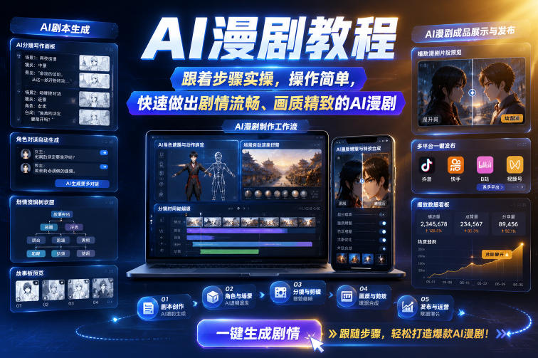 AI漫剧教程，跟着步骤实操，操作简单，快速做出剧情流畅、画质精致的AI漫剧-搞钱利器