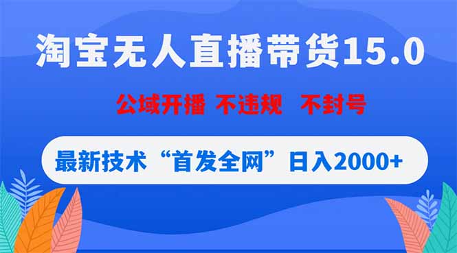 淘宝无人直播带货15.0,不封号,不违规,公域玩法,首发全网日入2000+-搞钱利器
