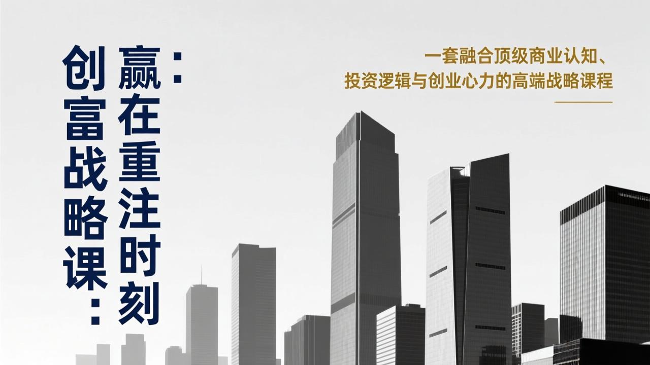 《创富战略课：赢在重注时刻》一套融合顶级商业认知、投资逻辑与创业心力的高端战略课程-搞钱利器