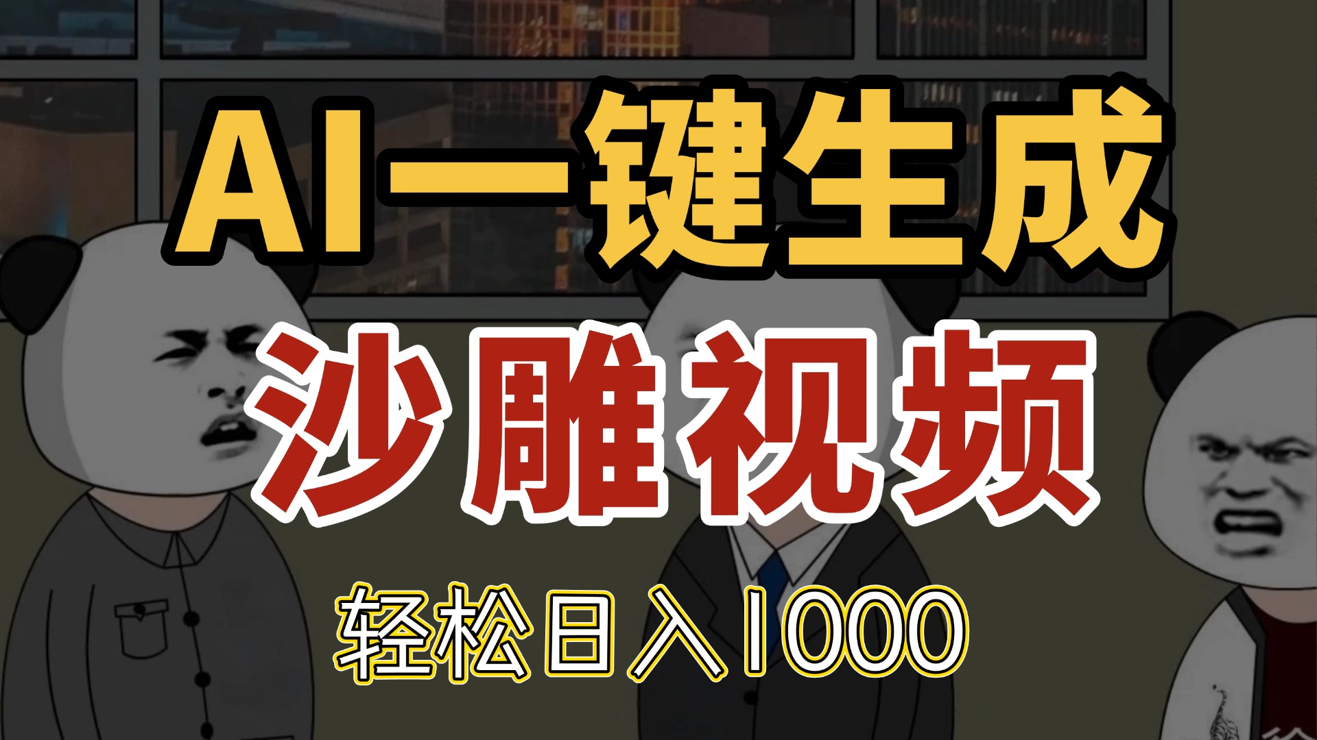AI一键生成沙雕视频，一条视频千万播放，轻松日入1000-搞钱利器
