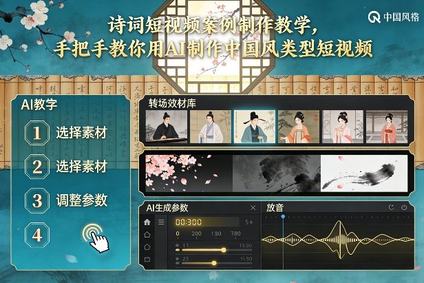 古诗词短视频案例制作教学，手把手教你用AI制作中国风类型短视频-搞钱利器