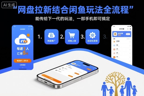 网盘拉新结合闲鱼玩法全流程，能传给下一代的玩法，一部手机即可搞定(附入口渠道以及实操教程)-搞钱利器