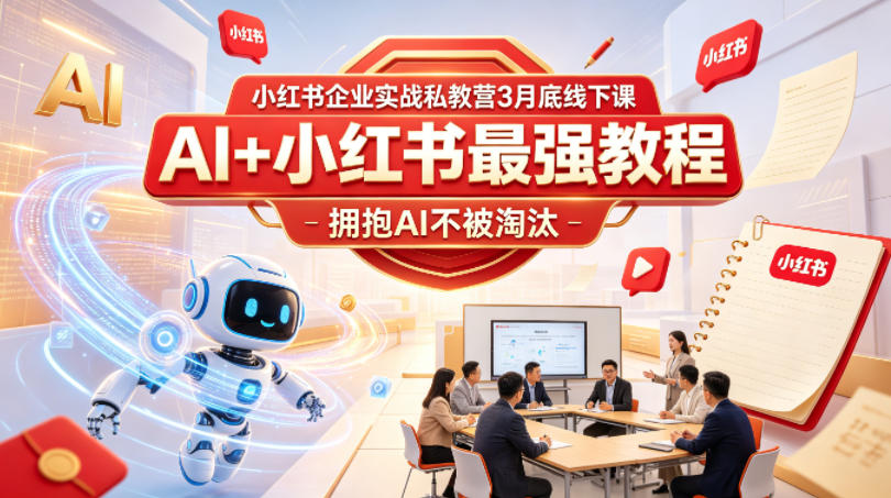 小红书企业实战私教营3月底线下课，AI+小红书最强教程，拥抱AI不被淘汰-搞钱利器