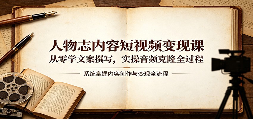 人物志内容短视频变现课：从零学文案撰写，实操音频克隆全过程-搞钱利器