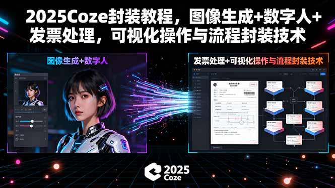 2025Coze封装教程，图像生成+数字人+发票处理，可视化操作与流程封装技术-搞钱利器