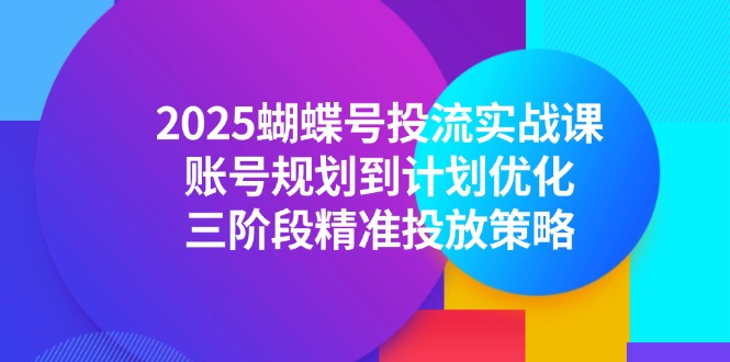 2025蝴蝶号投流实战课，账号规划到计划优化，三阶段精准投放策略-搞钱利器