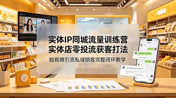 实体IP同城流量训练营：实体店零投流获客打法，短视频引流私域锁客完整闭环教学-搞钱利器