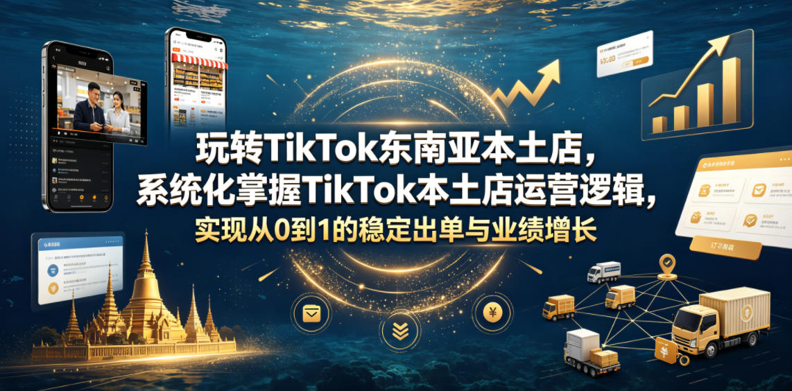 玩转TikTok东南亚本土店，系统化掌握TikTok本土店运营逻辑，实现从0到1的稳定出单与业绩增长-搞钱利器