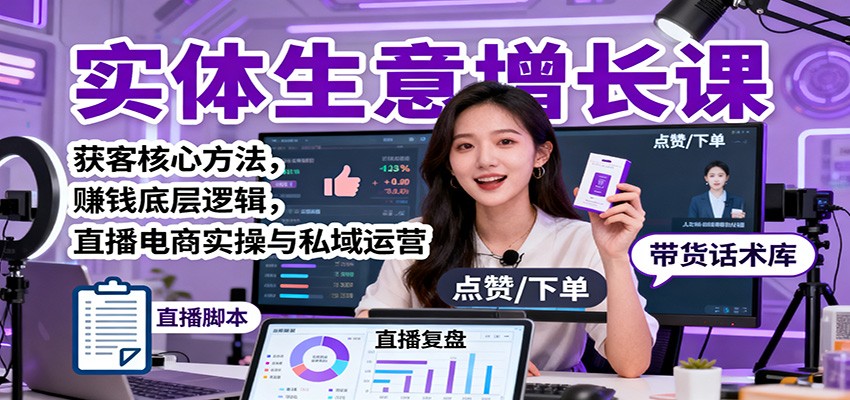 实体生意增长课：获客核心方法，赚钱底层逻辑，直播电商实操与私域运营-搞钱利器