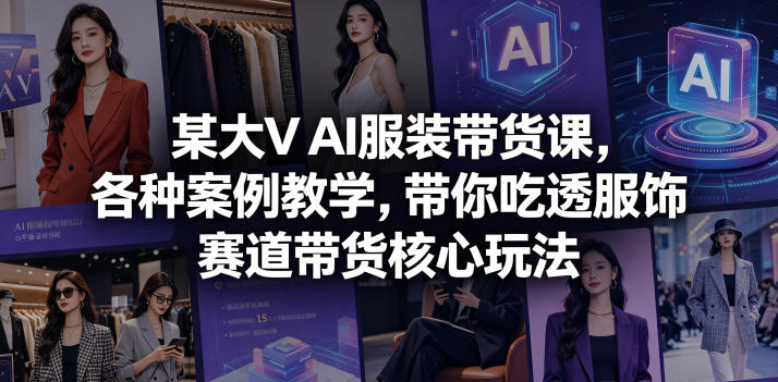 某大V AI服装带货课，各种案例教学，带你吃透服饰赛道带货核心玩法-搞钱利器