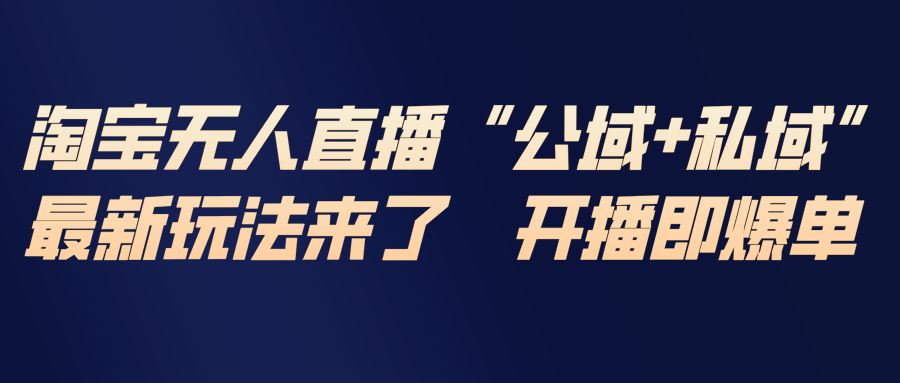 淘宝无人直播最新玩法，包含私域和公域两种玩法-搞钱利器