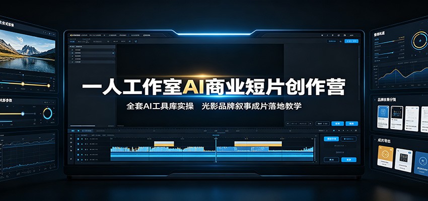 一人工作室AI商业短片创作营:全套AI工具库实操,光影品牌叙事成片落地教学-搞钱利器