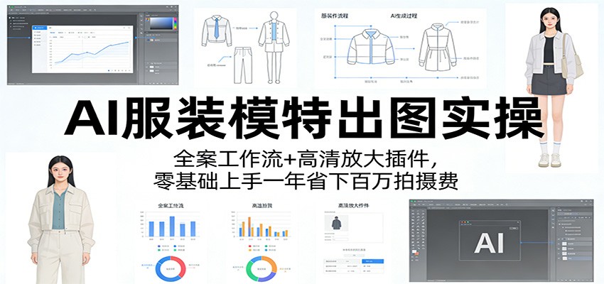 AI服装模特出图实操:全案工作流+ 高清放大插件,零基础上手一年省下百万拍摄费-搞钱利器