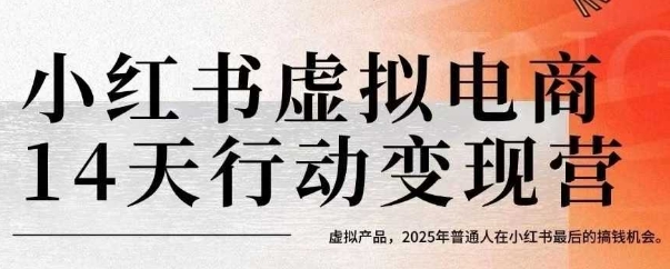 小红书虚拟电商14天变现训练营，虚拟产品，2025年普通人在小红书最后的搞钱机会-搞钱利器