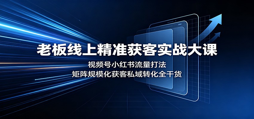 老板线上精准获客实战大课：视频号小红书流量打法，矩阵规模化获客私域转化全干货-搞钱利器