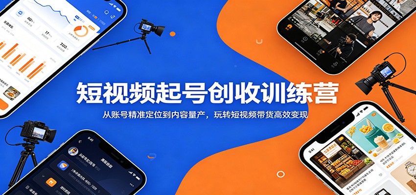 短视频起号创收训练营：从账号精准定位到内容量产，玩转短视频带货高效变现-搞钱利器