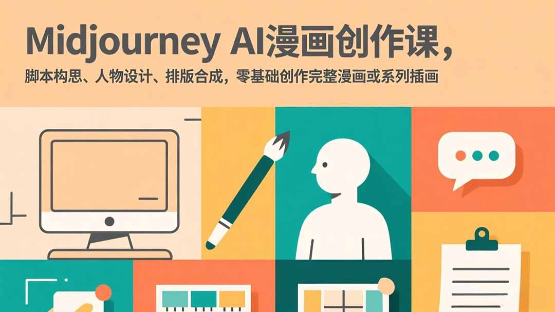 Midjourney AI漫画创作课，脚本构思、人物设计、排版合成，零基础创作完整漫画或系列插画-搞钱利器