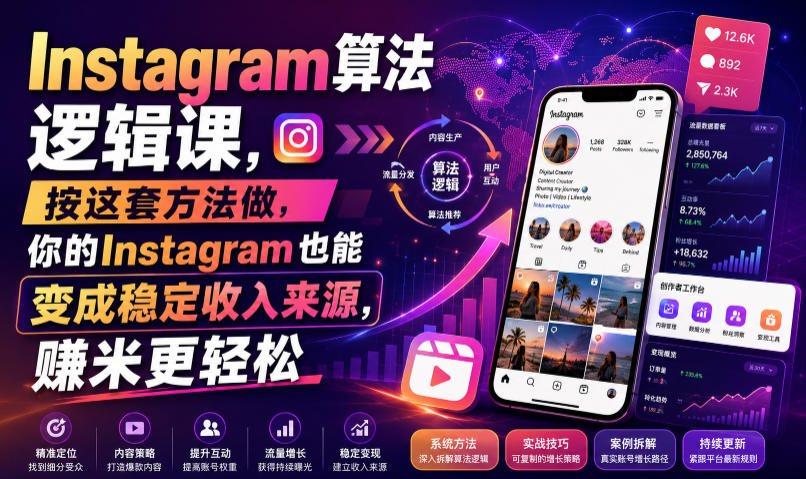Instagram算法逻辑课，按这套方法做，你的Instagram也能变成稳定收入来源，賺米更轻松【原创双语字幕】-搞钱利器