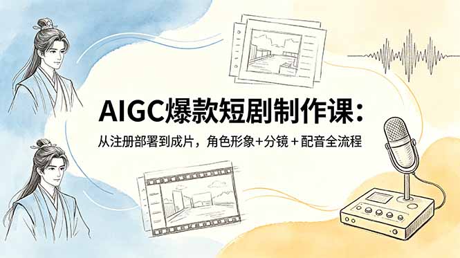 AIGC爆款短剧制作课：从注册部署到成片，角色形象+分镜+配音全流程-搞钱利器