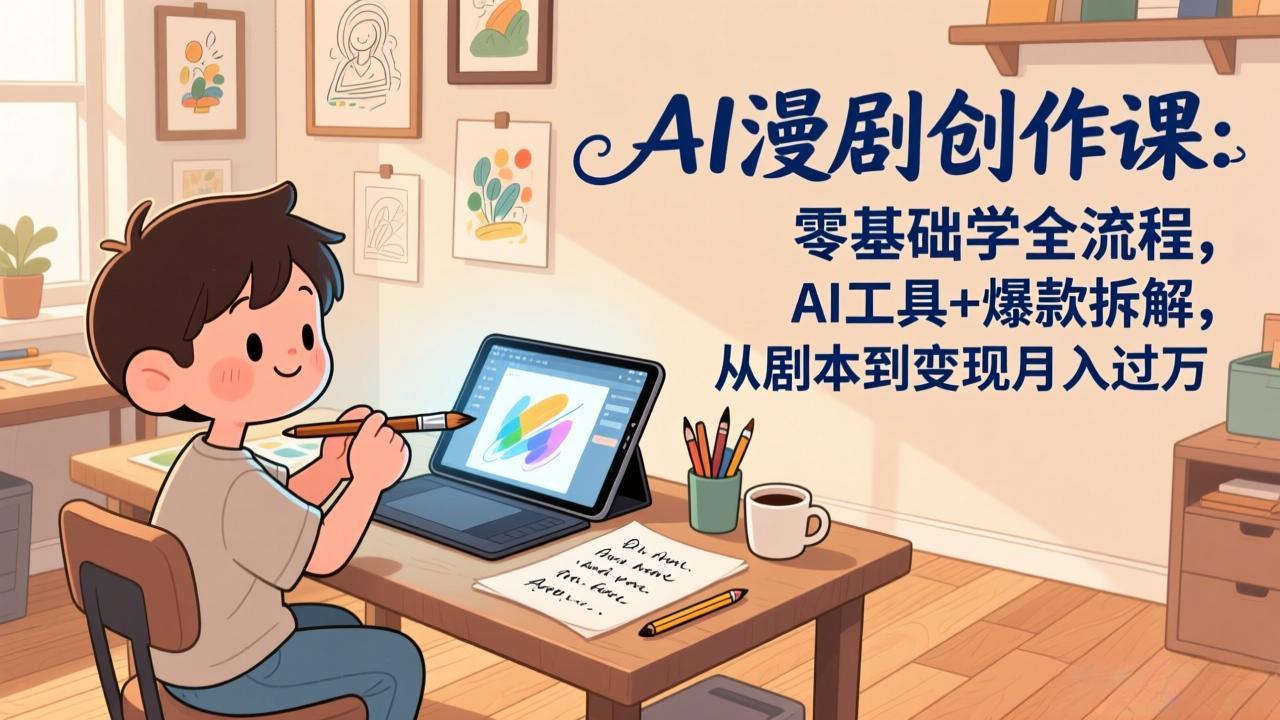 AI漫剧创作课：零基础学全流程，AI工具+爆款拆解，从剧本到变现月入过万-搞钱利器