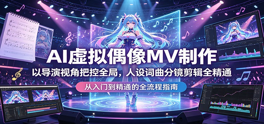 AI虚拟偶像MV制作：以导演视角把控全局，人设词曲分镜剪辑全精通-搞钱利器
