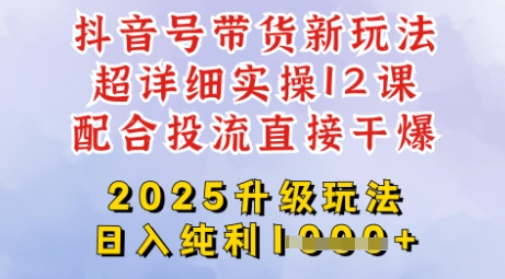 2025全新升级抖音带货玩法，一天纯利四位数，从剪辑到选品再到发布投流，超详细玩法揭秘-搞钱利器
