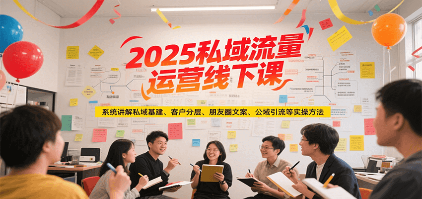 2025私域流量运营线下课，系统讲解私域基建/客户分层/朋友圈文案/公域引流等实操方法-搞钱利器