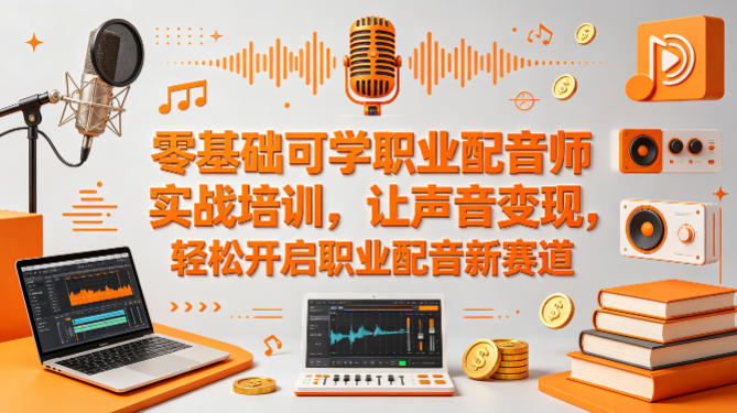 零基础可学职业配音师实战培训，让声音变现，轻松开启职业配音新赛道-搞钱利器