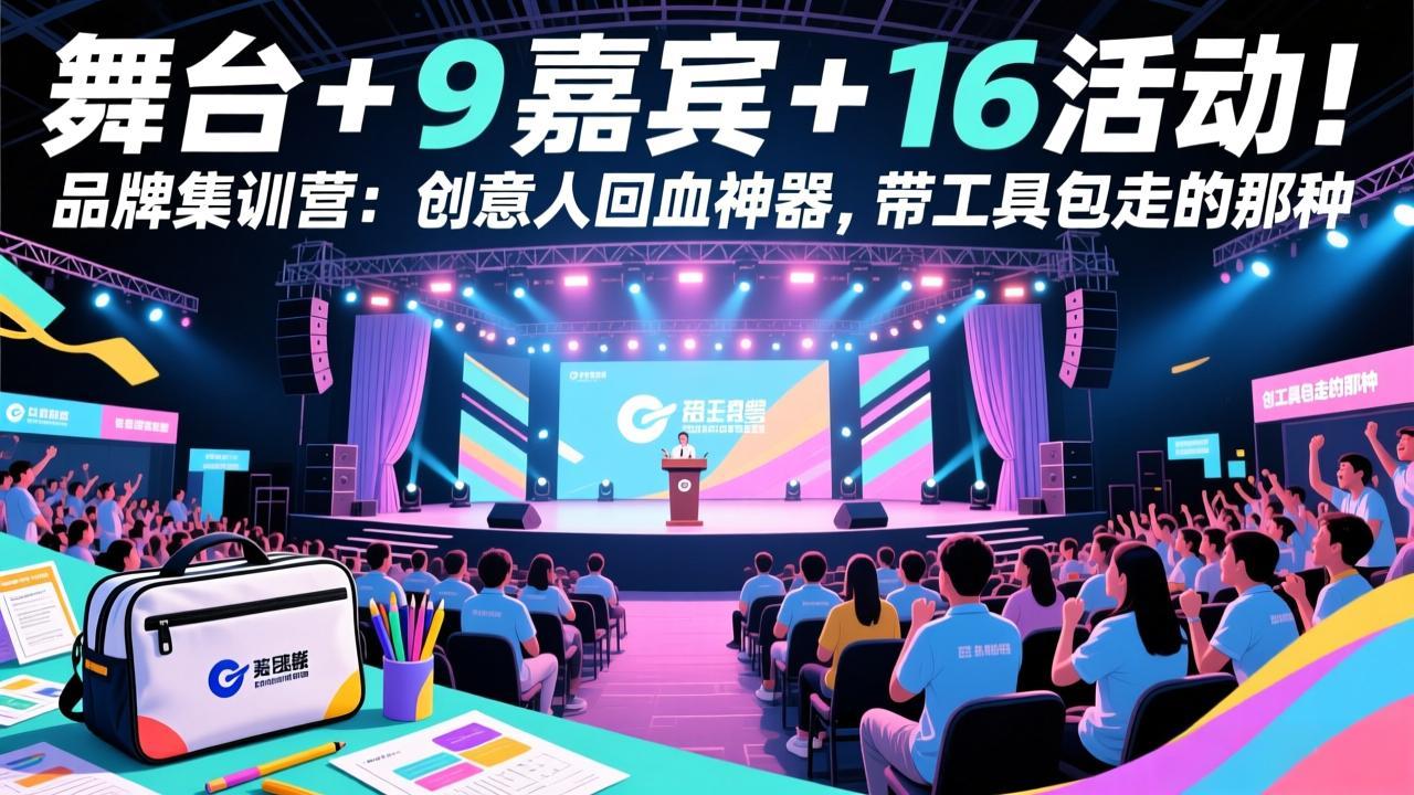 舞台 + 9 嘉宾 + 16 活动!品牌集训营:创意人回血神器,带工具包走的那种-搞钱利器