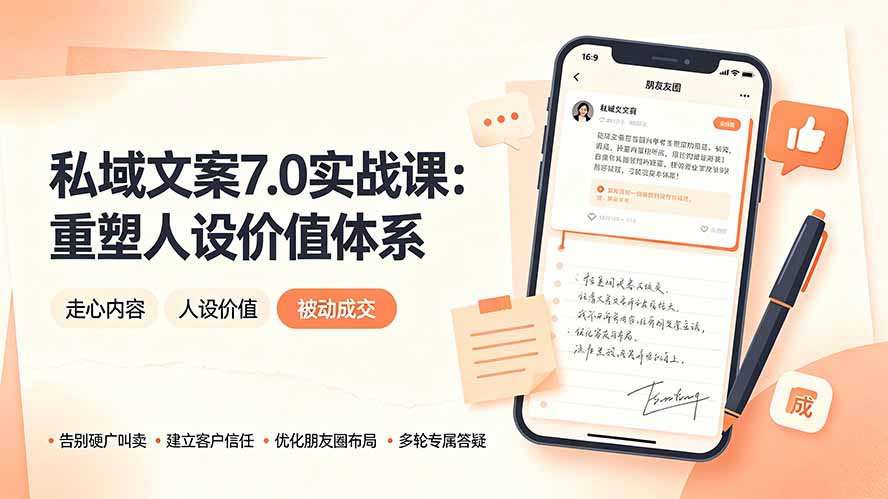 私域文案实战课7.0:重塑人设价值体系|-告别硬广推销×走心内容×自我价值塑造,实现被动成交-搞钱利器