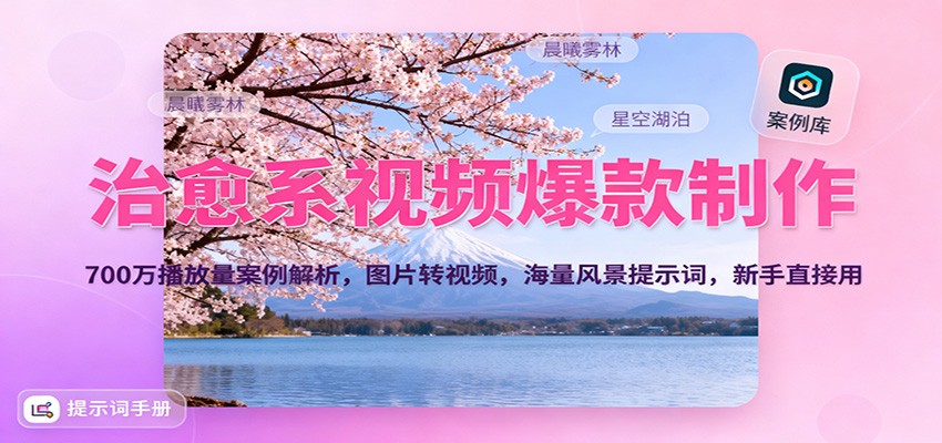 治愈系视频爆款制作，700万播放量案例解析，图片转视频，海量风景提示词，新手直接用-搞钱利器