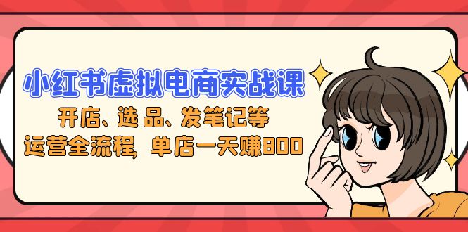 小红书虚拟电商实战课：开店、选品、发笔记等运营全流程，单店一天赚800-搞钱利器