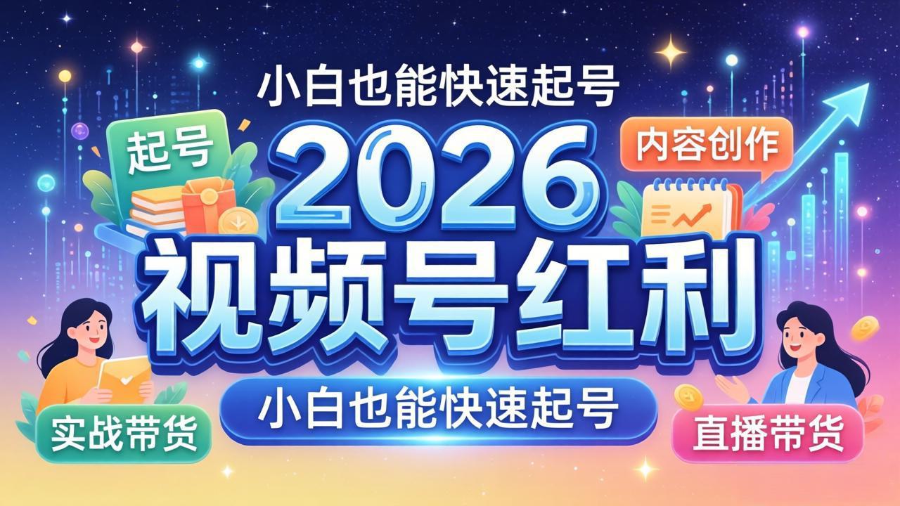 2026视频号红利实战营，大佬亲授起号、内容、直播、IP、投流、私域、矩阵全套落地打法-搞钱利器